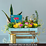 Sneh Bhaiya Bhabhi Rakhi Set N Colourful Floral Basket