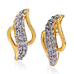 Estele Gold Plated CZ Leafy Stud Earrings
