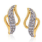 Estele Gold Plated CZ Leafy Stud Earrings
