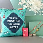 Bro To Amazing Sis Cushion n Designer Rakhi Set