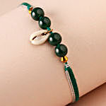 Sneh Sea Shell & Dark Green Beads Rakhi