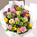 Sneh Meenakari Rakhi N Happy Flowers Bouquet