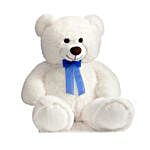 3 Ft Blue Bow Teddy Bear- White