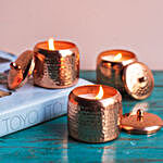 Scented Candles In Copper Plated Metal Jar- Set Of 3