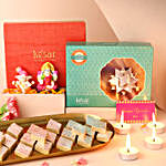 Diwali Best Wishes Kaju Katli With Idols N Candle