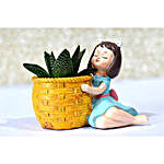 Red N Blue Basket Girl Pot For Indoor Artificail Plants
