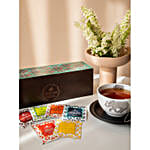 Black & Green Teabags In Ornate Floral Art Wooden Box