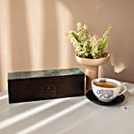 Black & Green Teabags In Ornate Floral Art Wooden Box