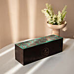 Black & Green Teabags In Ornate Floral Art Wooden Box