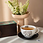 Black & Green Teabags In Ornate Floral Art Wooden Box