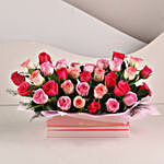 Authentic Love Mixed Roses Pink Box Arrangement