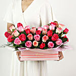 Authentic Love Mixed Roses Pink Box Arrangement