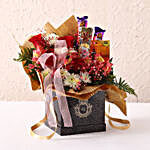 Chocolates & Mixed Flowers Black Rectangular Box