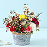Ravishing Red Roses & Carnations Oval Tin