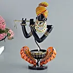 Krishna T Light Candle Holder Black & Orange