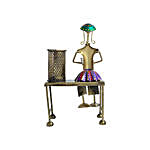Doll Figurine Desk Pen Stand Red & Green