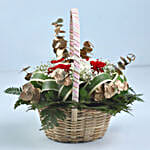 Lovely White & Red Roses Basket