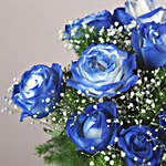 Blue Spray Roses Cylindrical Vase