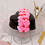 Roses On Heart Designer Cake- 1 Kg Eggless