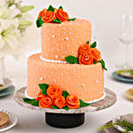 Peach Roses Truffle 2 Tier Cake- 1.5 Kg