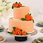  Peach Roses Truffle 2 Tier Cake 1.5 Kg