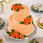  Peach Roses Truffle 2 Tier Cake 1.5 Kg