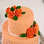 Peach Roses Truffle 2 Tier Cake- 1.5 Kg Eggless