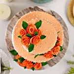 Peach Roses Truffle 2 Tier Cake- 1.5 Kg Eggless