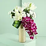 Orchids & Carnations Vase Arrangement