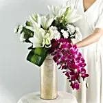 Orchids & Carnations Vase Arrangement