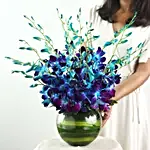 Beautiful Orchids Glass Vase Arrangement