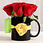 7 Red Roses Black Mug