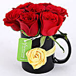 7 Red Roses Black Mug