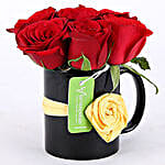 7 Red Roses Black Mug