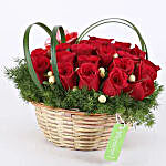 Elegant Basket of Red Roses
