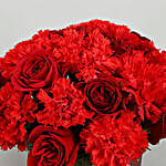 Red Flowers Bunch In Love You Vase