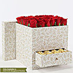 Stylish Box Of Red Roses & Chocolates