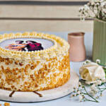 Round Butterscotch Photo Cake Half Kg Eggless