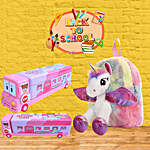 Unicorn School Bag with Bus Geometry Box