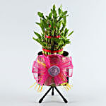 3 Layer Bamboo Plant Embossed Pot With Stand