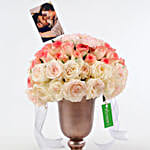 Carnations & Mixed Roses Personalised Vase