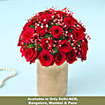 Forever Love Red Roses Glass Vase