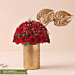 Ravishing Red Roses & Anthuriums Cylindrical Vase