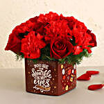 Red Flowers Bunch In Love You Vase