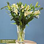 White Oriental Lilies In Vase