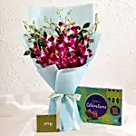 Heartfelt Feelings Orchids Bouquet With Celebrations Box