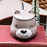 3D Ceramic Grey Dog Mug with Lid N Spoon