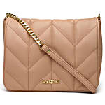 Flap Over Quilted Crossbody Sling Bag Hot Beige