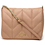 Flap Over Quilted Crossbody Sling Bag Hot Beige