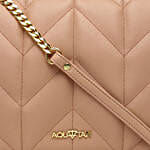 Flap Over Quilted Crossbody Sling Bag Hot Beige